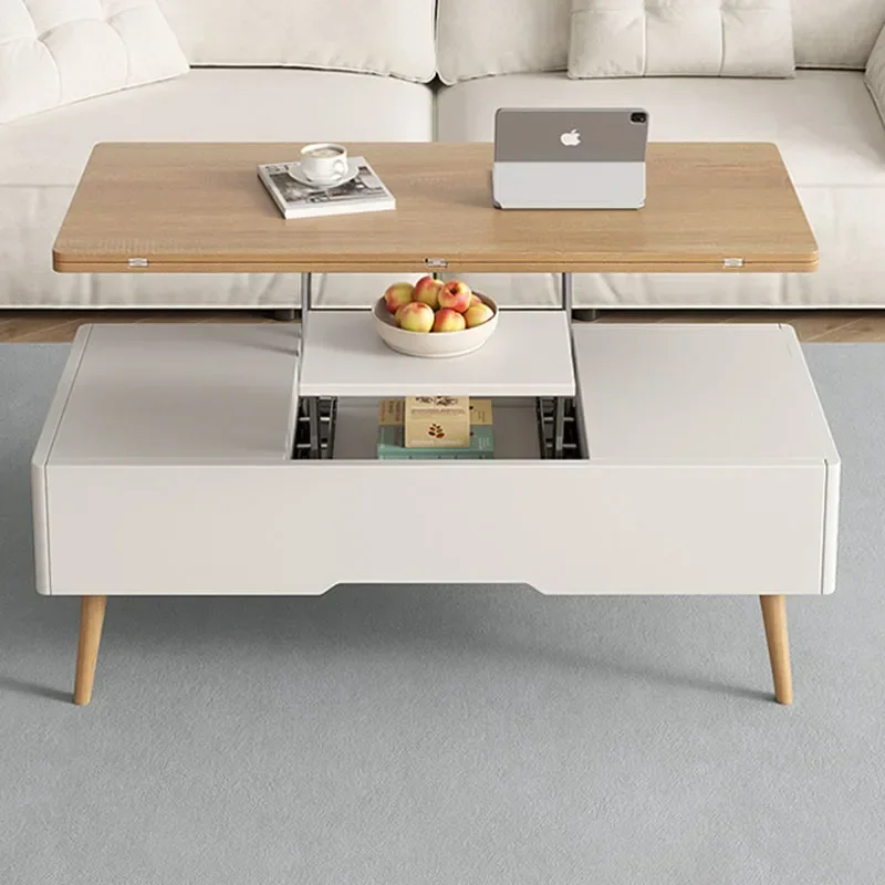 Mesa de centro móvil de estilo nórdico, mueble Moderno, organizador, elevador, Trau