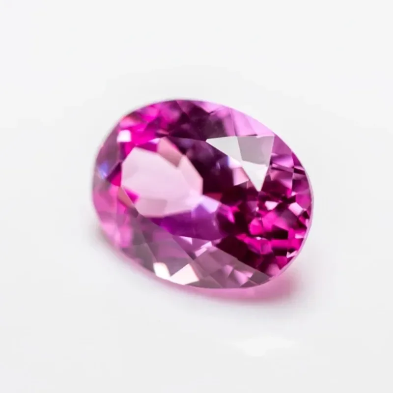 Lab Grown Sapphire Oval Shape Pink Color Charms Gemstone for Diy Jewelry Making Pendant Material Selectable AGL Certificate