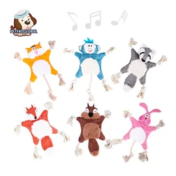 Jouet sonore grinçant en ULen peluche douce drôle, jouet vocal à nœud en coton, accessoires à mâcher pour chien, renard, SLaura, rel, ours grizzly, fournitures mignonnes