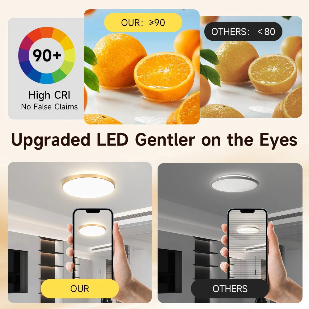 الذكية Led مصباح السقف غرفة المعيشة عكس الضوء LED مصابيح لوحة التحكم عن بعد متعدد الألوان ضوء السقف لغرفة النوم إضاءة المطبخ