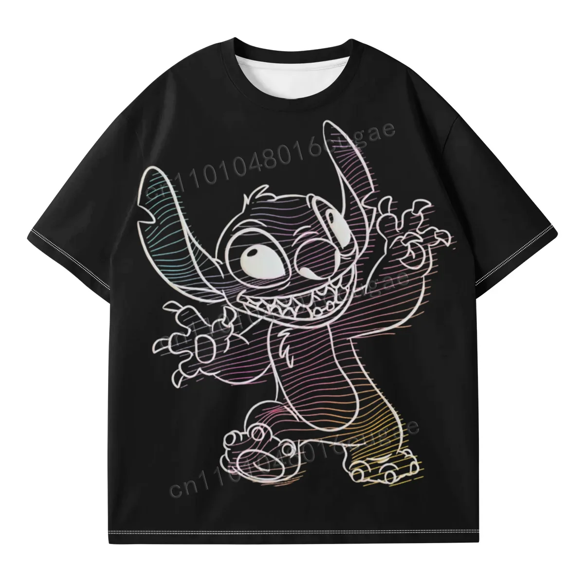 

Summer Stitch Cartoon Cute Printed Pattern Boys And Girls Pure Cotton T-shirt Daily Casual Comfortable Kids Ment and Women Tops