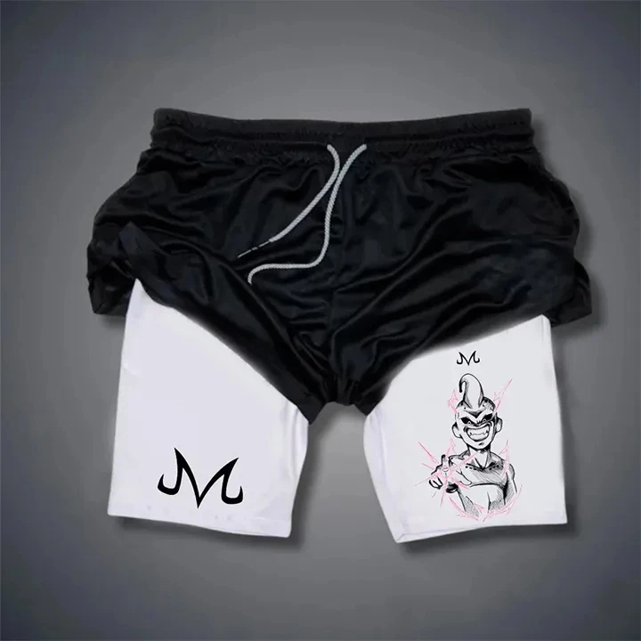 Bandai 2026 Dragonball Majin Buu "Demon M" estampado pantalones cortos para correr para hombre cordón recogido cintura Fitness chaqueta pantalones