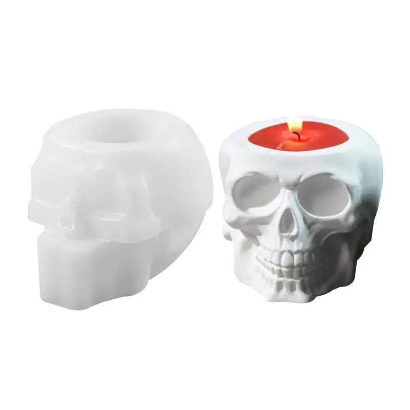 Skull Silicone Mold Halloween D i y Drip Mold Skull Shape Candle Ornament Halloween Decoration Plaster Silicone Molds