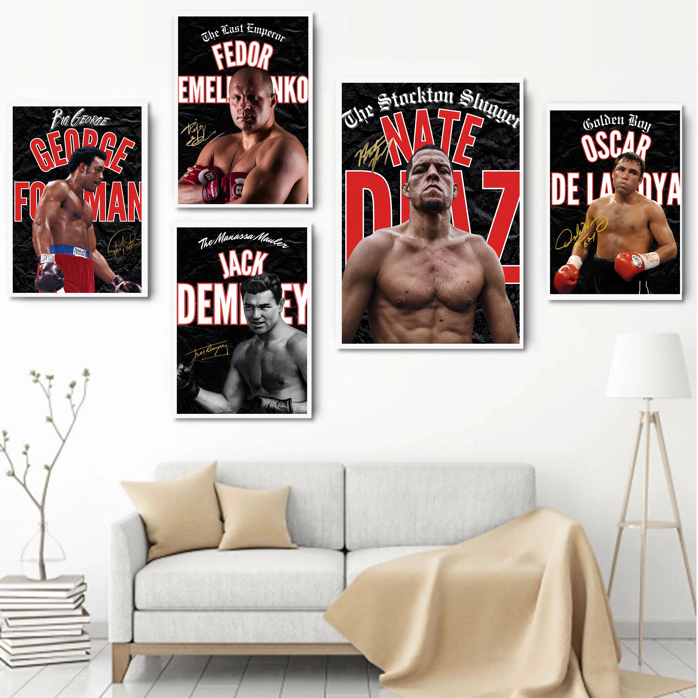 Famous Boxing Champion Posters Motivational Boxing Legends Prints Canvas Painting Wall Art Pictures Home Gym Boy's Bedroom Decor