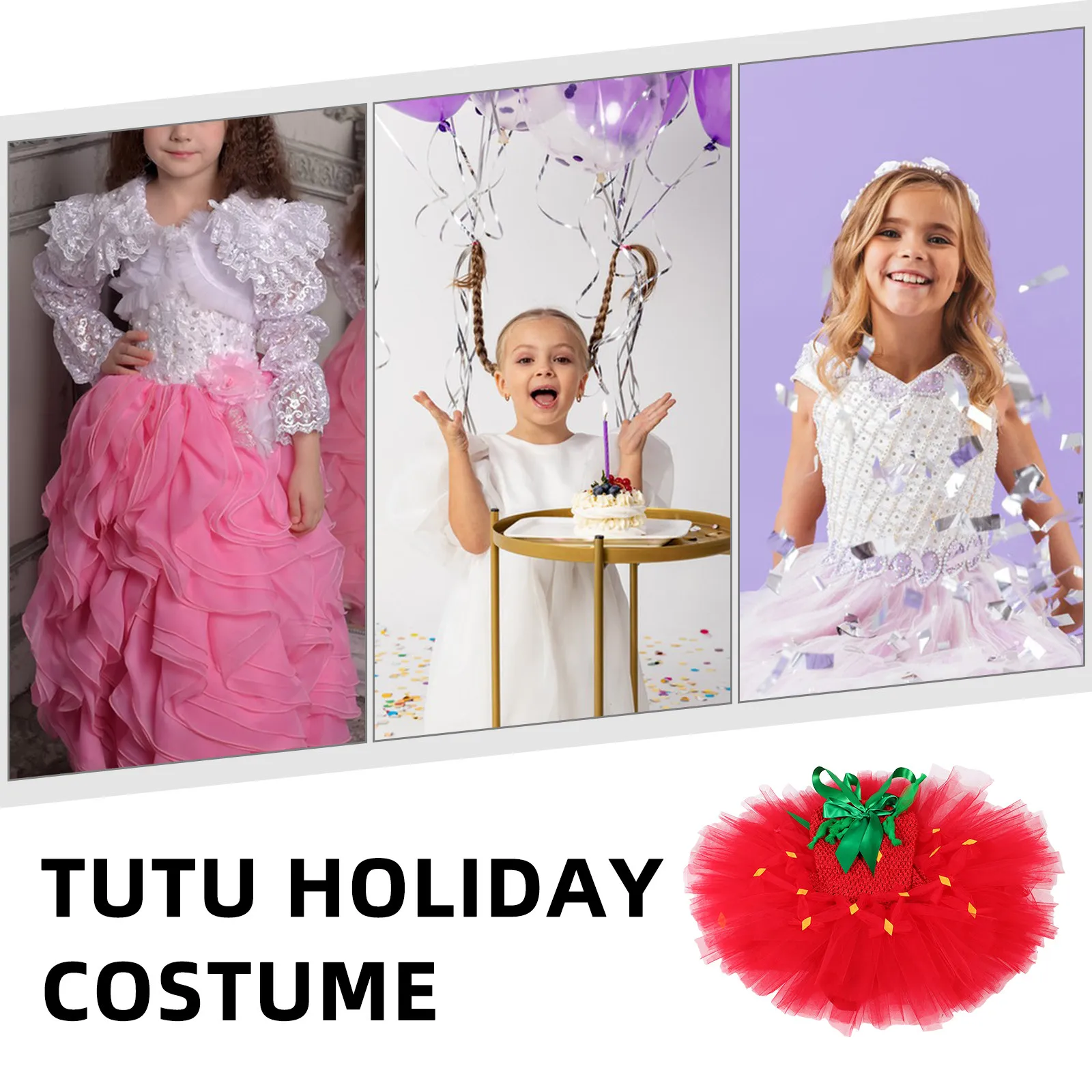 Toddler Princess Short Skirt Girls Holiday Party Mesh Tutu Costume Birthday Celebration Performance Outfit Elegant