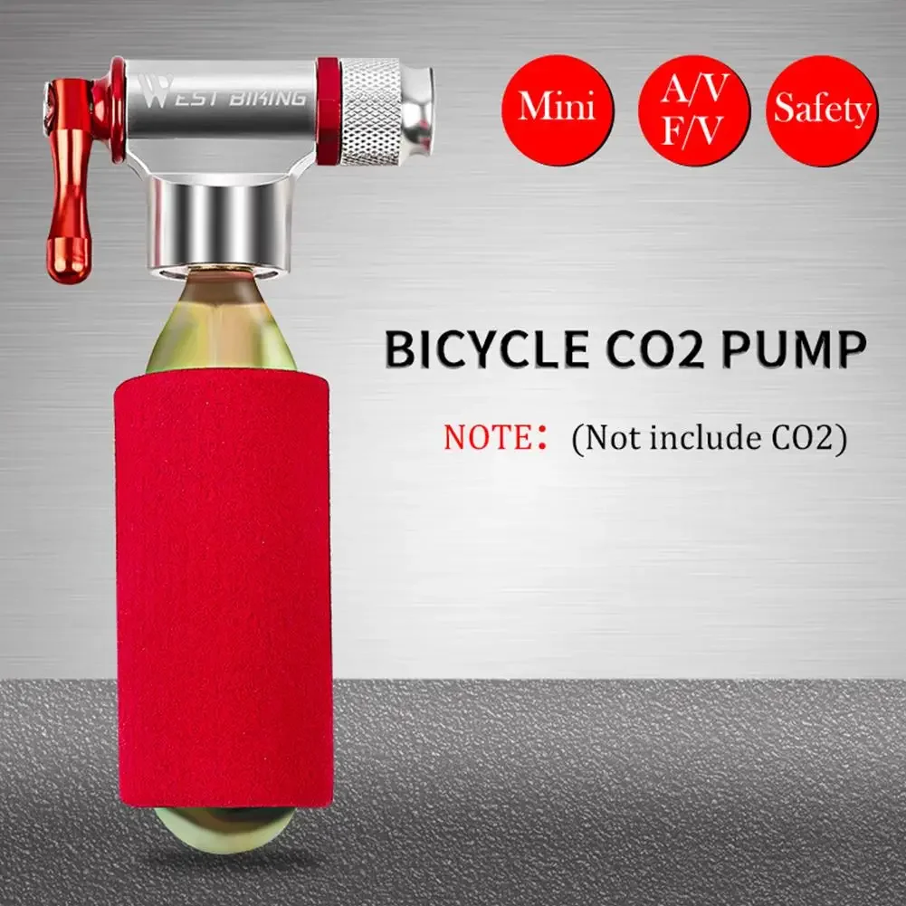 WEST BIKING Mini Bicycle Pump CO2 Tire Inflator For Schrader/Presta Valve Aluminum Alloy MTB Road Bike CO2 Pump Bike Accessories