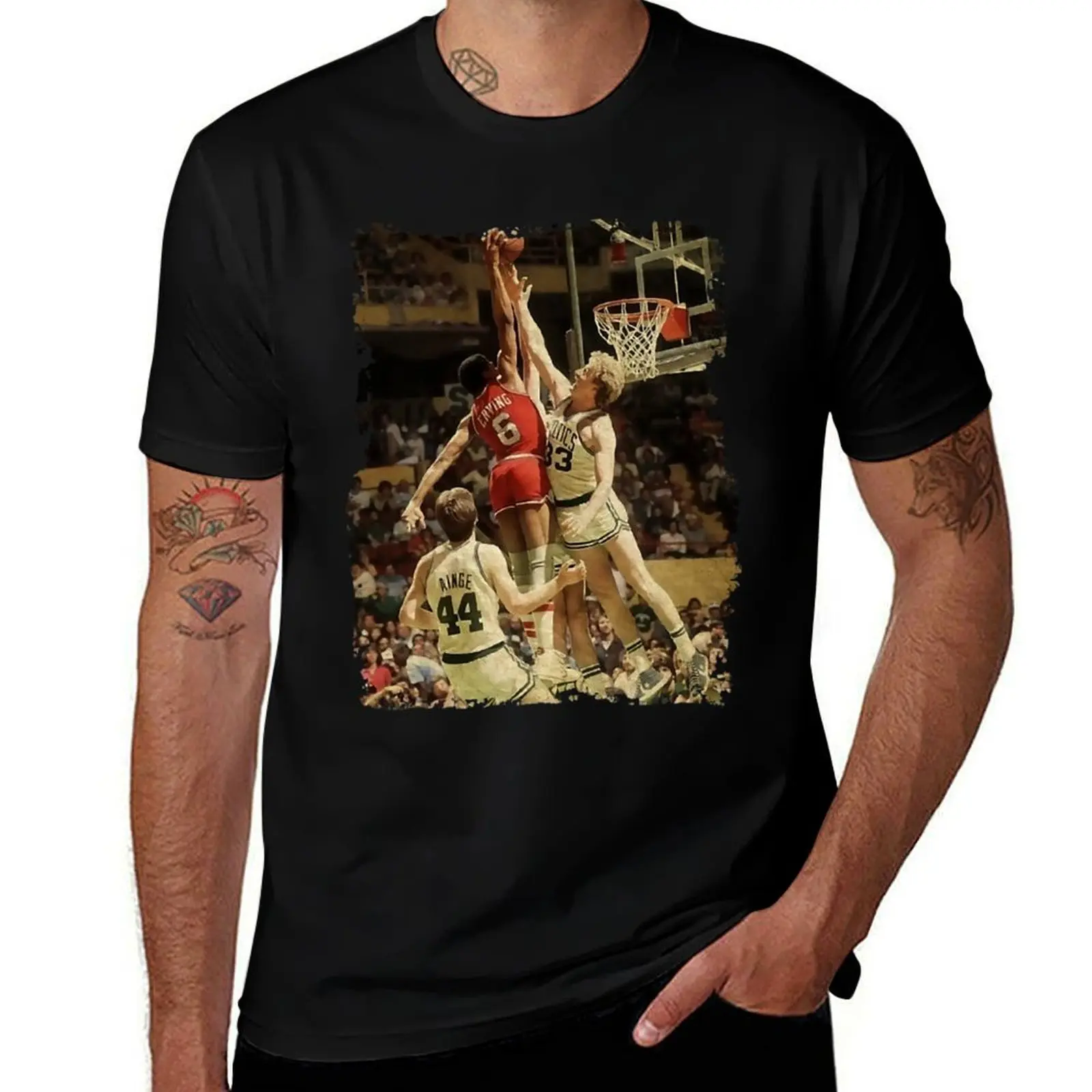 Larry sport bird vs Julius Erving T-Shirt men t shirt cotton 100% funny t shirts dark humor T-Shirt