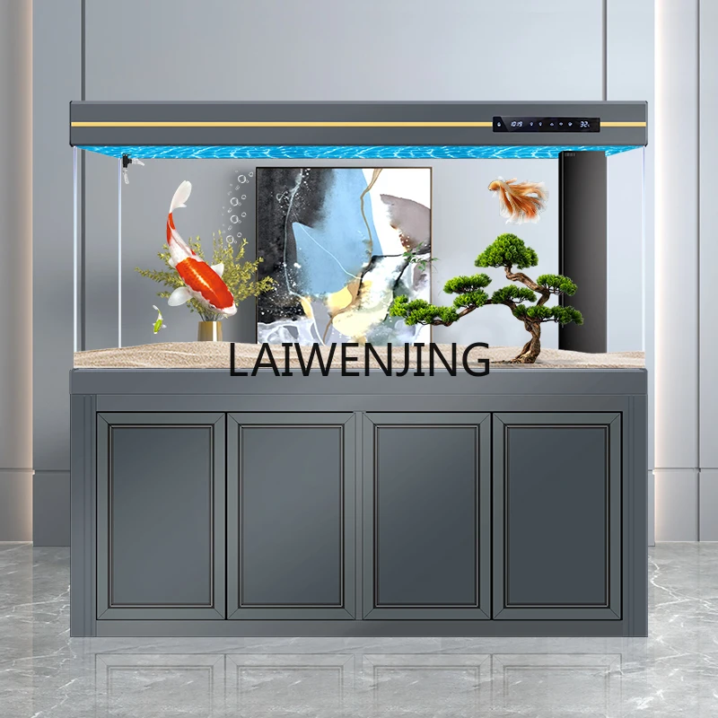 HLZ new light luxury fish tank household living room medium floor ecological tank screen glass