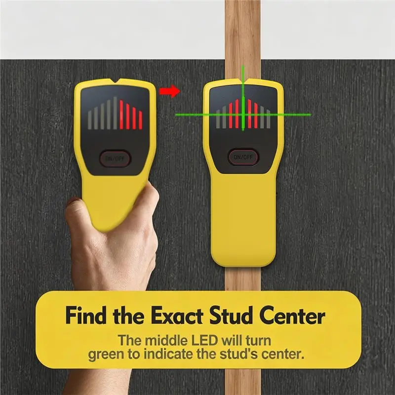 PORK-Electronic Wall Stud Center Locator LED Guidance Wood& Metal Stud Detector Finder Wall Scanner High Accuracy Detection