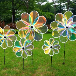 1Piece Sunflower Windmill Pinwheel Colourful Sequins Foldable Windmill Carry Camping Picnic Home Garden Decoration Outdoor Toys