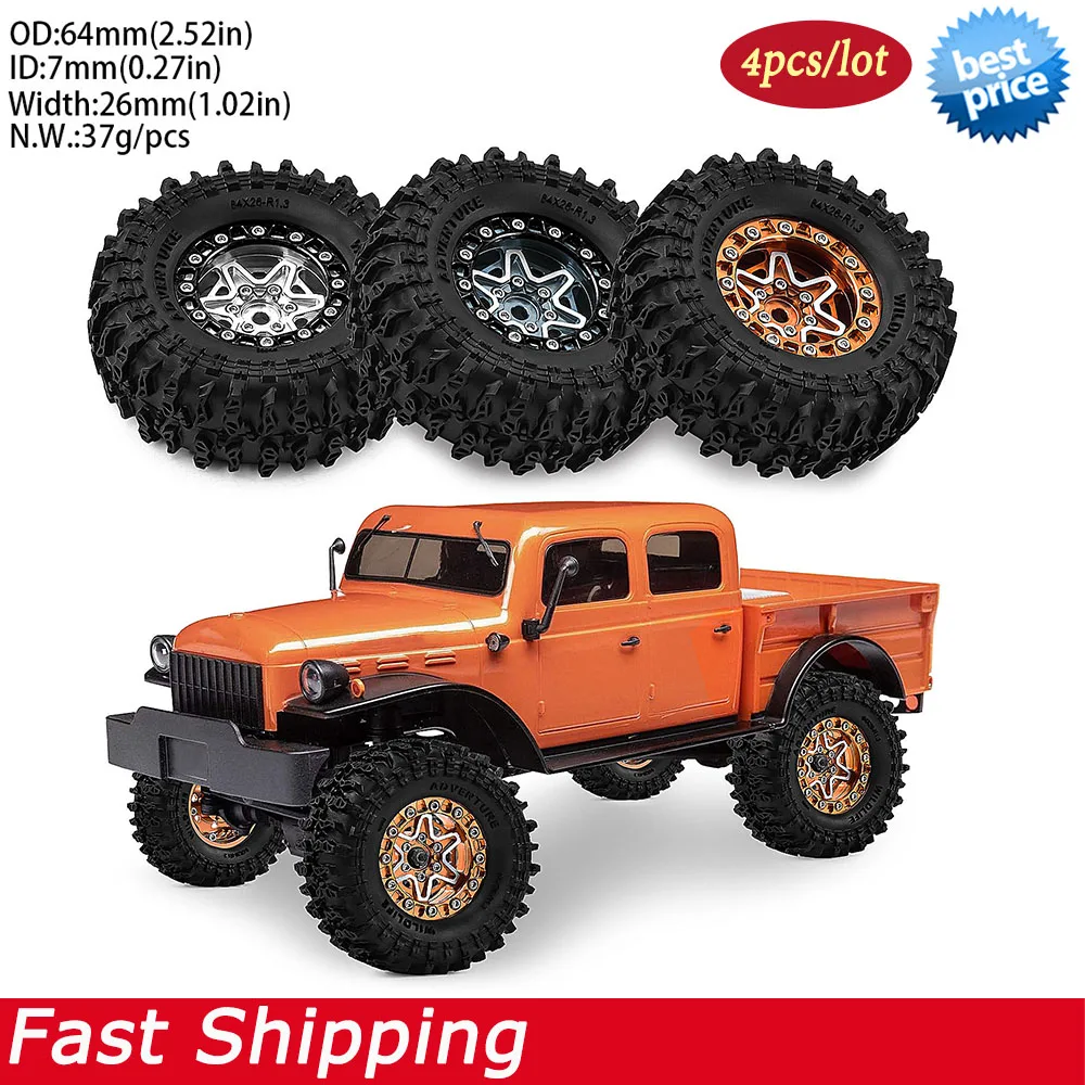 

4PCS 1.3" Metal Beadlock Tires and Wheels for 1/18 1/24 Traxxas TRX4M Axial SCX24 AX24 FCX24 Ascent-18 RC Crawler Upgrade Parts