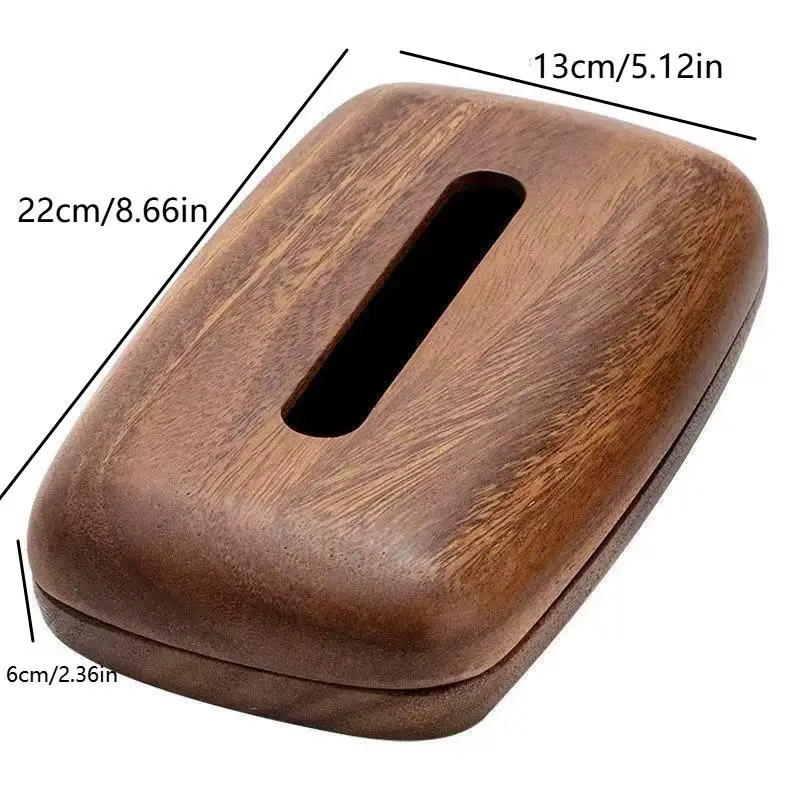 

For Desk & Bathroom Decor. Easy Refill, Polished Finish Walnut Tissue Box Cover - Modern Vintage Design, Premium Wood,