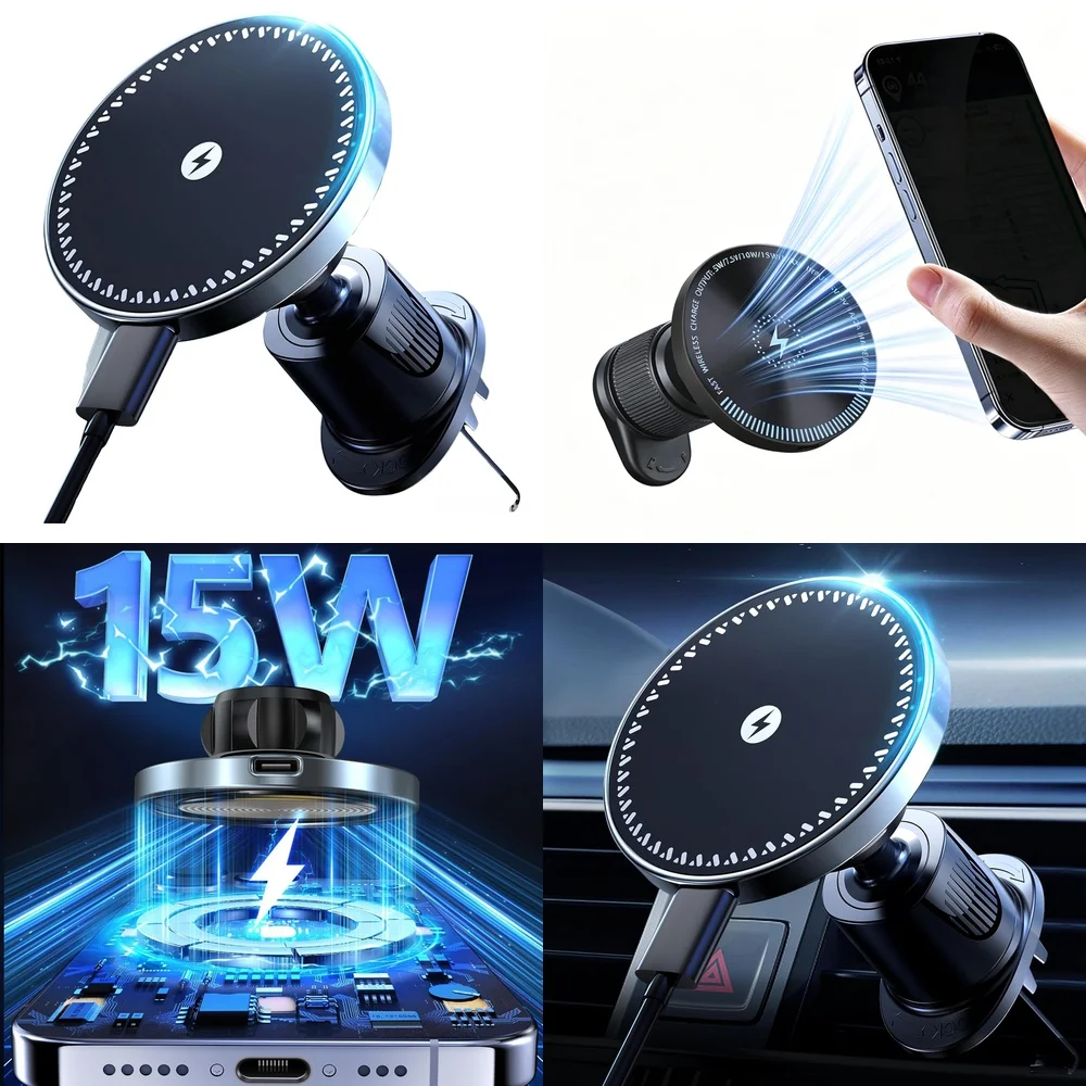 Air Vent Magnetic Wireless Car Charger Trending Product 2026 Car Mount Phone Holder Consumer Electronics Chargers Adapters