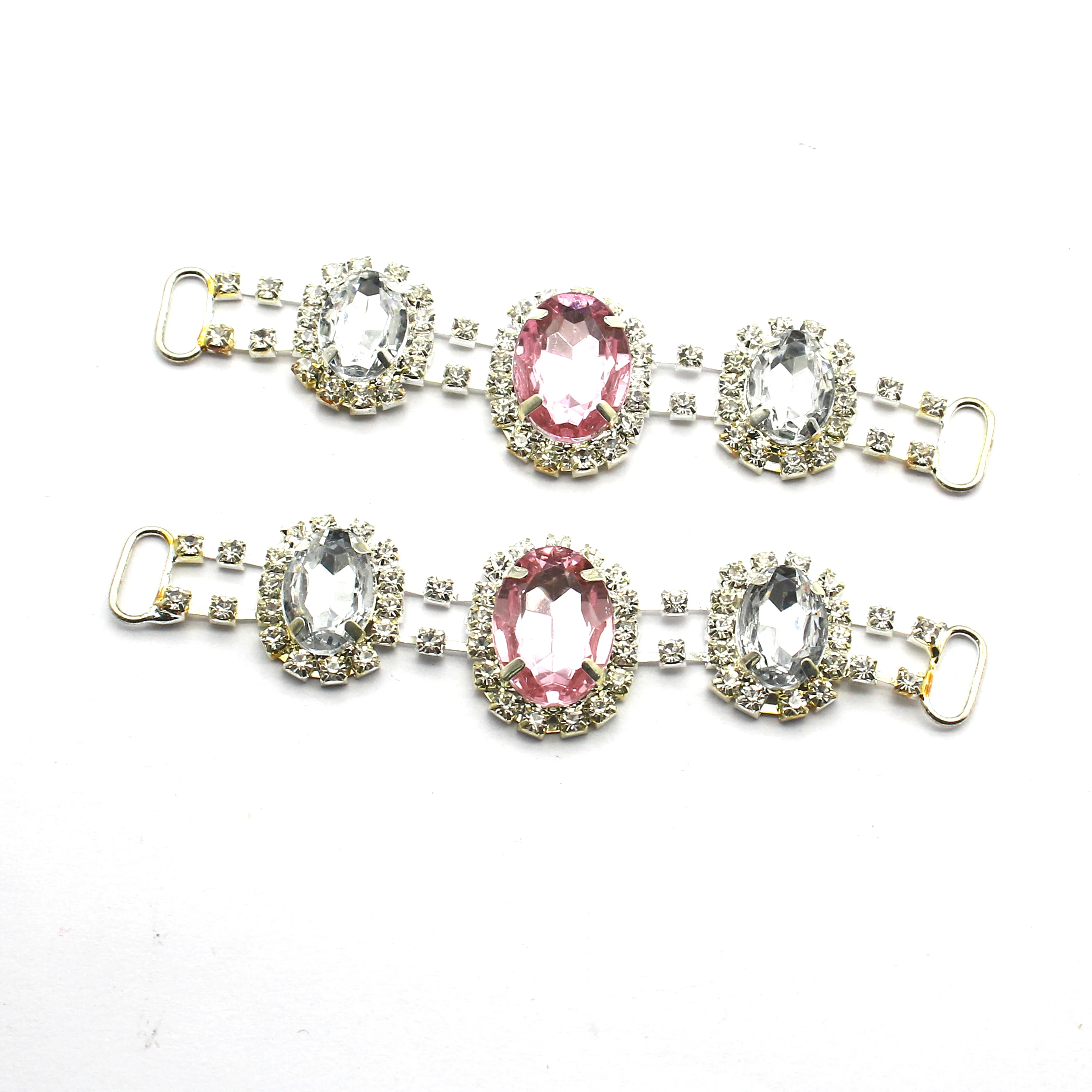 Shiny Rhinestone Metal Link Connector 2.3*9.5cm 2Pcs/Pack Bikini Bra Dress Decoration Accessories