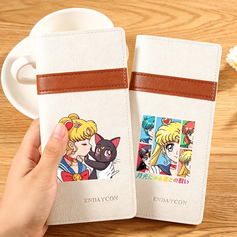 Cartera de Sailor Moon para Mujer, Cartera de Cuero PU, Porta Tarjetas de Identificación, Monedero de Anime, Cartera Larga Femenina, Bolsa de Dinero Portátil de Viaje