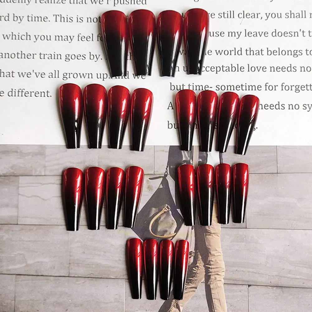 

Long Ballerina Press On Nails Full Cover False Glossy Gradient For Party Wedding Halloween Manicure Nail Art Tips Fake