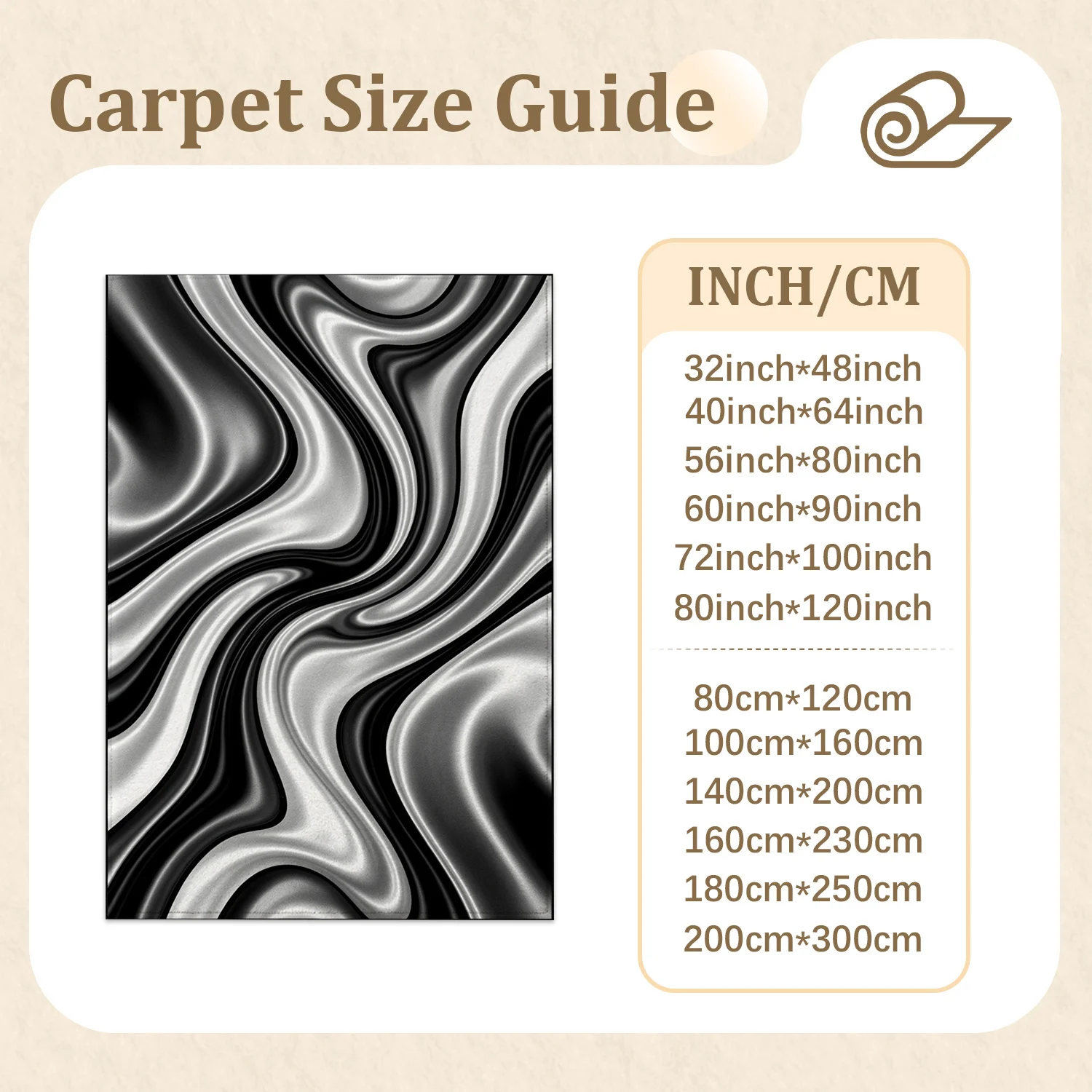 Black White Fluid Swirl Pattern Area Rug Velvet Fabric Machine Washable Soft Floor Mat Suitable for Living Room Bedroom Office Dining Room Perfect for Halloween Thanksgiving Christmas Black Friday Cyber Monday New Year Home Decor