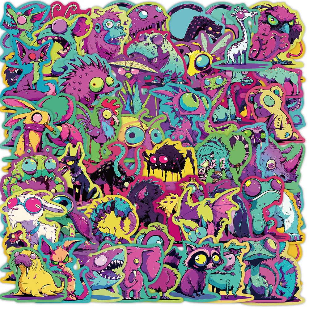 สติกเกอร์การ์ตูนสีสันสดใสลายชีววิทยาแปลกตา 50 ชิ้น สำหรับตกแต่งสเก็ตบอร์ด แล็ปท็อป DIY กันน้ำ ของเล่น