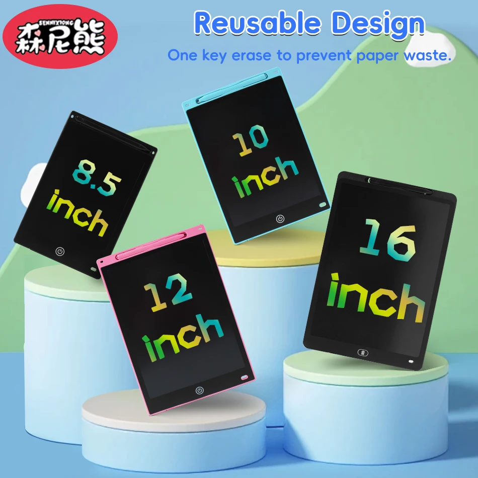 SENNIXIONG 8.5/10/12/16 بوصة لوح رسم Lcd لوح كتابة Lcd اللوحي لتصميم الرسم الإلكتروني دفتر لعبة الكمبيوتر اللوحي السحري