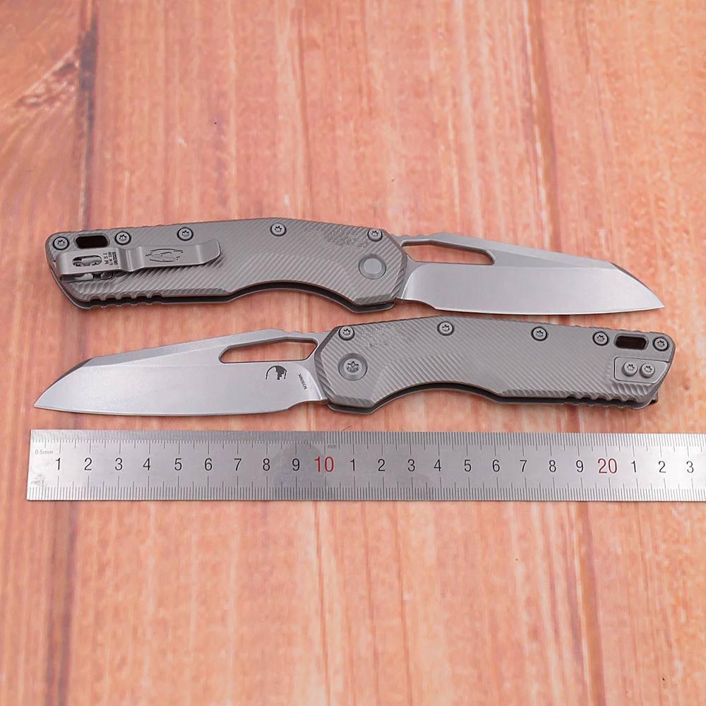 JUFULE New MSI Titanium Handle Deep Carry Ball Bearing Mark M390MK Hunt Survival Hike EDC Tool Folding Camping Pocket Knife