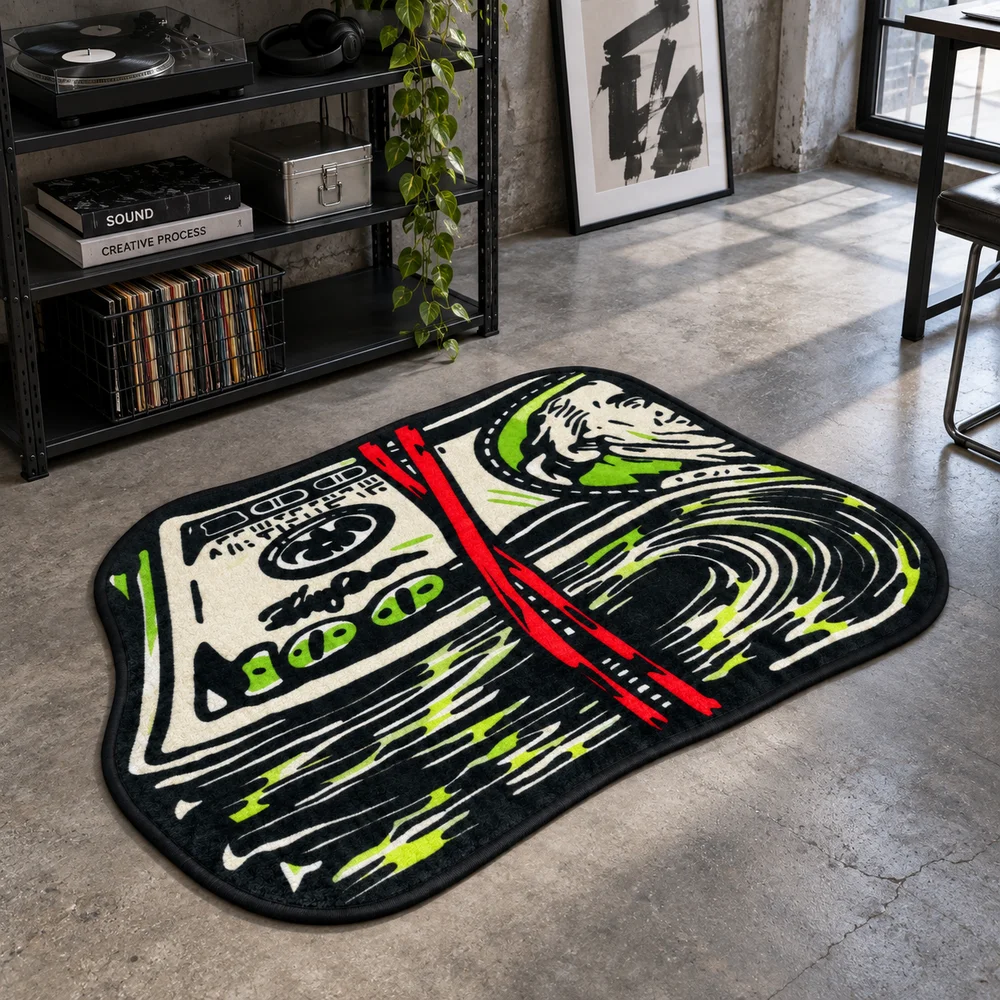 Record Player And Gramophone Shaped Area Rug, Music DJ Novelty Floor Mat For Bedroom, Studio, Game Room, Dorm Decor And Gifts