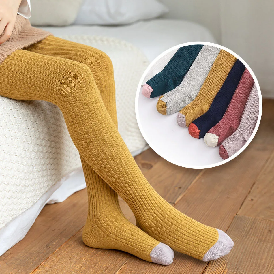 Baby Tights for Girl Spring Autumn Stockings Children Warm Pantyhose Kids Cotton Pants Candy Color Ribbed Girl Trousers 0-8 Year