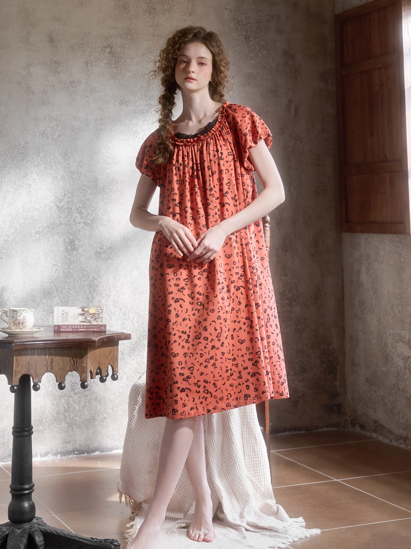chenxi-2026-nuevo-vestido-de-dormir-con-estampado-de-leopardo-y-corazon-estilo-dulce-manga-corta-para-mujer-verano-algodon-fino-ropa-casual-para-el-hogar