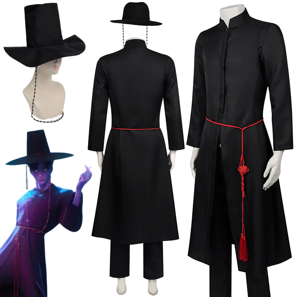 

Fantasia Demon Hunter of KPop Saja Boys Cosplay Black Hat Suits 2025 Movie Disfraz Costume Men Halloween Carnival Party Clothes