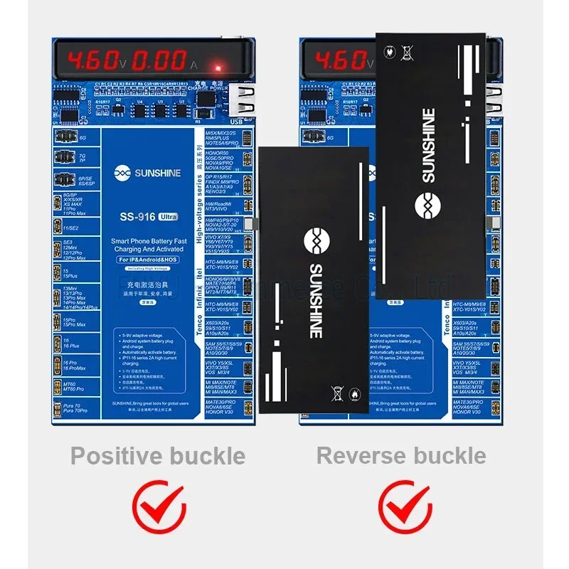 SUNSHINE SS-916 Ultra Opladen Activering Armatuur voor IP 6-16PM Android Activeren Batterij Stroom Spanningsdetectie Tool