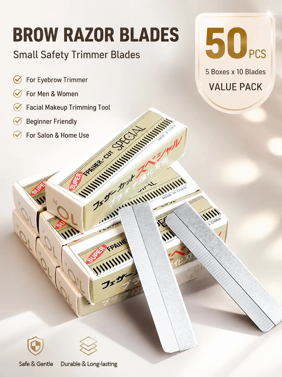 5/10Box Professional Eyebrow Razor Blades Small Safety Shaver Unisex Face Makeup Trimming Tools Salon Home Use Beginner Friendly