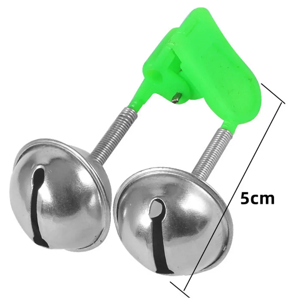 Cloche de pêche à vis avec clip en plastique et ressort, accessoire d\'alarme à double anneau