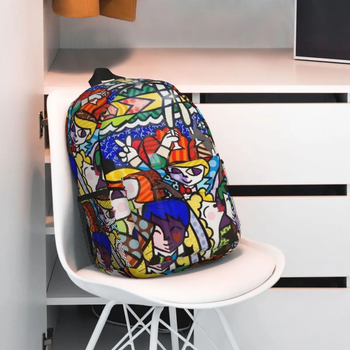 B-Britto-Anime bedrukte lichtgewicht casual schooltas voor school, buiten, winkelen, kantoor 15 inch