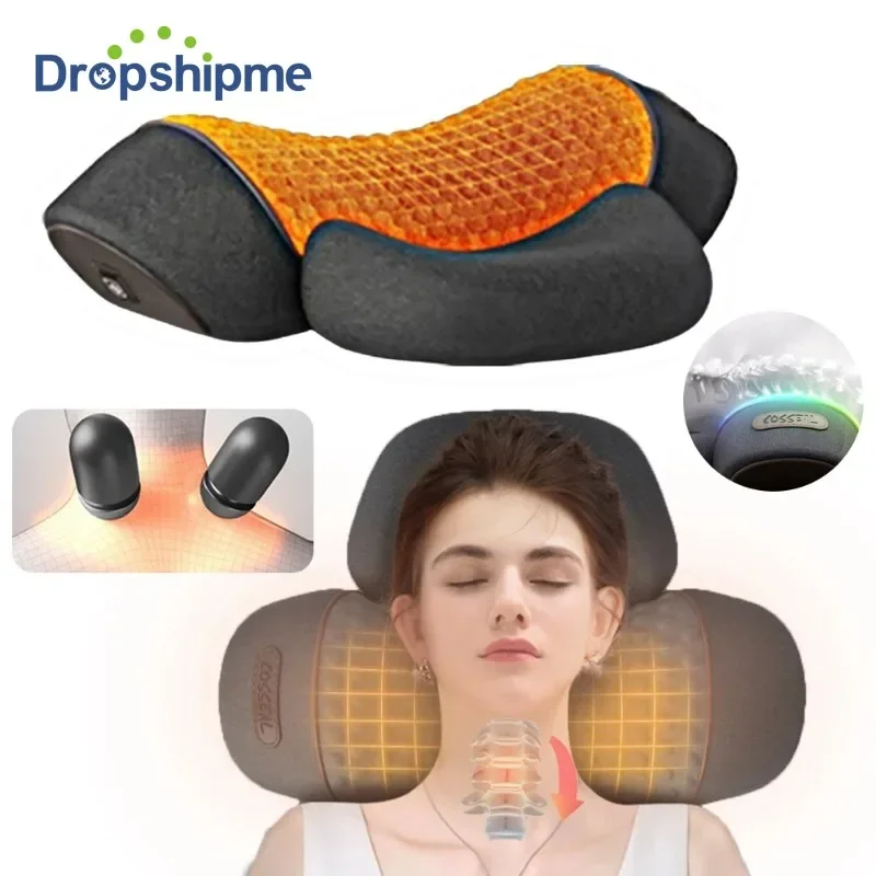 Electric Neck Massager Cervical Pillow Hot Compress Neck Stretch Heating Vibration Neck Shoulder Massage Pillow Back Traction