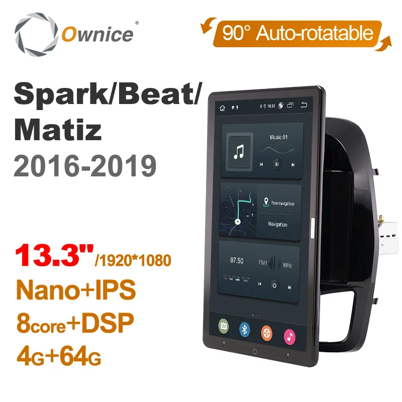 

1920*1080 Ownice Android 12.0 for Chevolet Spark/Beat/Matiz 2016-2019 Car Radio Auto Multimedia head Unit 13.3" IPS Rotatable