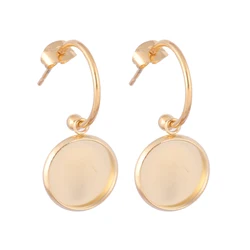 10 stücke Edelstahl vergoldet 10mm 12mm Cabochon Ohrring Lünette Einstellung Rohlinge DIY Halbkreis Creolen Pfosten Ergebnisse