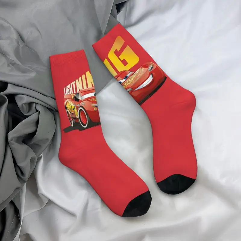 Funny Lighting McQueen Socks Women Men Warm 3D Print Cars Football Sports Socks