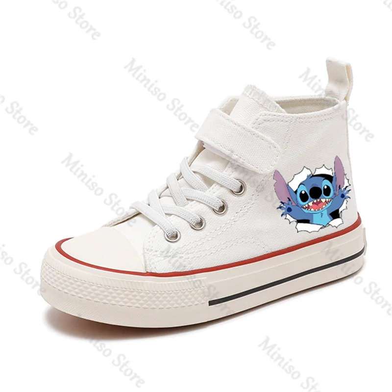 New Girl High-top Lilo Stitch Boys Kid Canvas Shoes Disney Casual Cartoon Sport comfort Shoes Children Print Boys Tennis Shoes