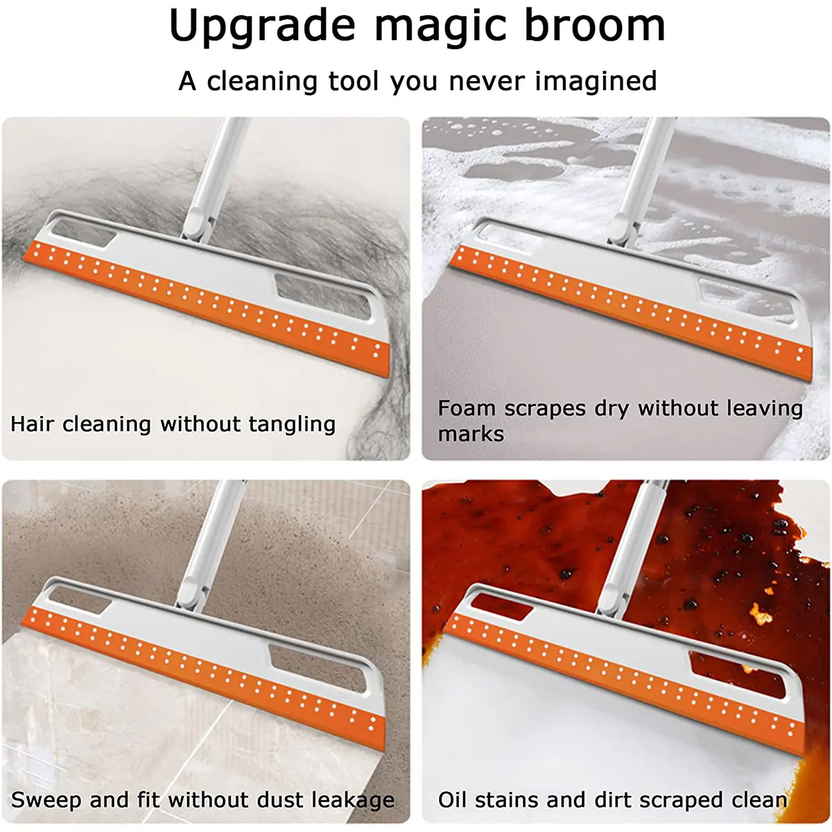 180° Rotatable Silicone Scraper Broom Magic Wiper Floor Cleaning Squeegee Glass Wiper Floor Mop Household Utensils Cleaning Tool