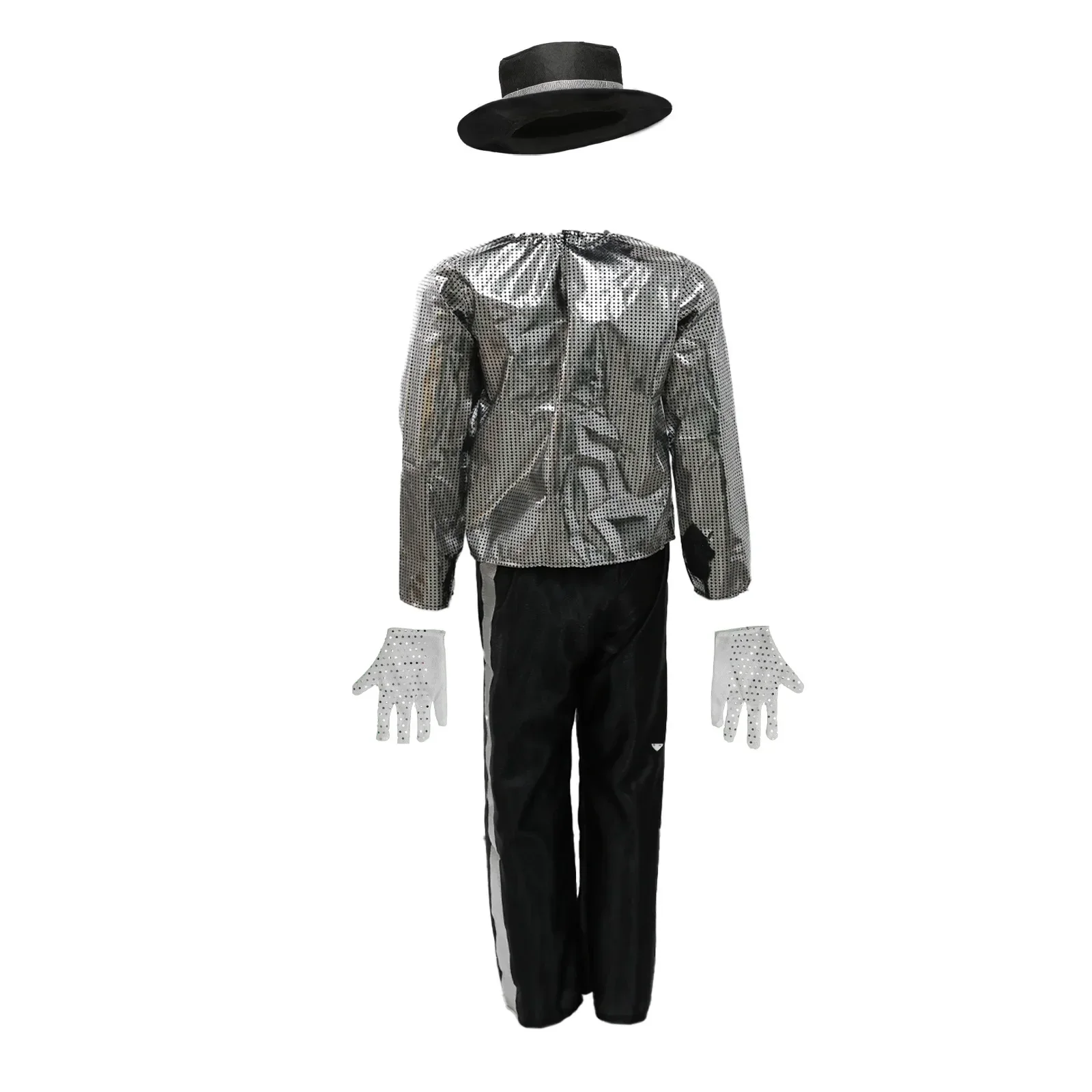 Anak Laki-laki Michael Jackson Billie Jean Cosplay Setelan Hitam Tari Disko Halloween Fancy Dress Up 80S Pop King Kostum untuk Anak-anak