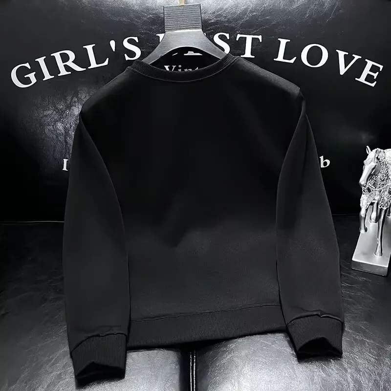 2024 New Men\'s Autumn Sweatshirts Hoodies Korean Harajuku High Street Retro Graphic Top High Quality Long Sleeved T-shirt Men