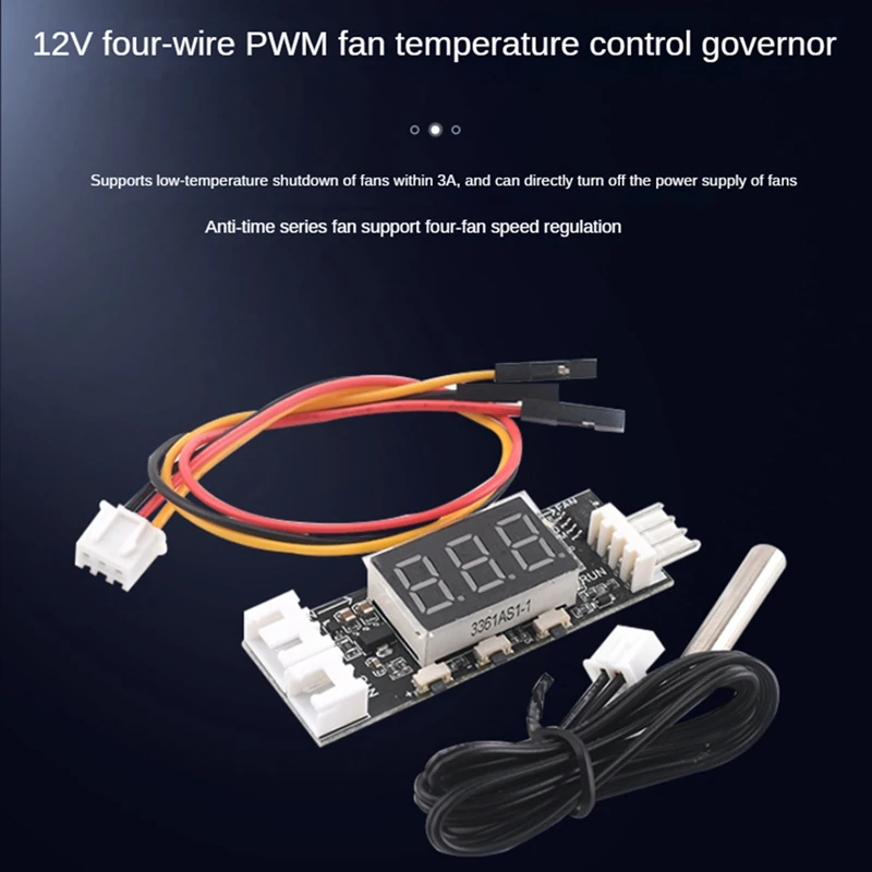 Controle De Temperatura Do Ventilador De 4 Fios PWM, Controlador De Velocidade, Módulo De Redução De Ruído Do Chassi, Controle De Velocidade Do Ventilador De Suporte, Fácil De Usar, 12V