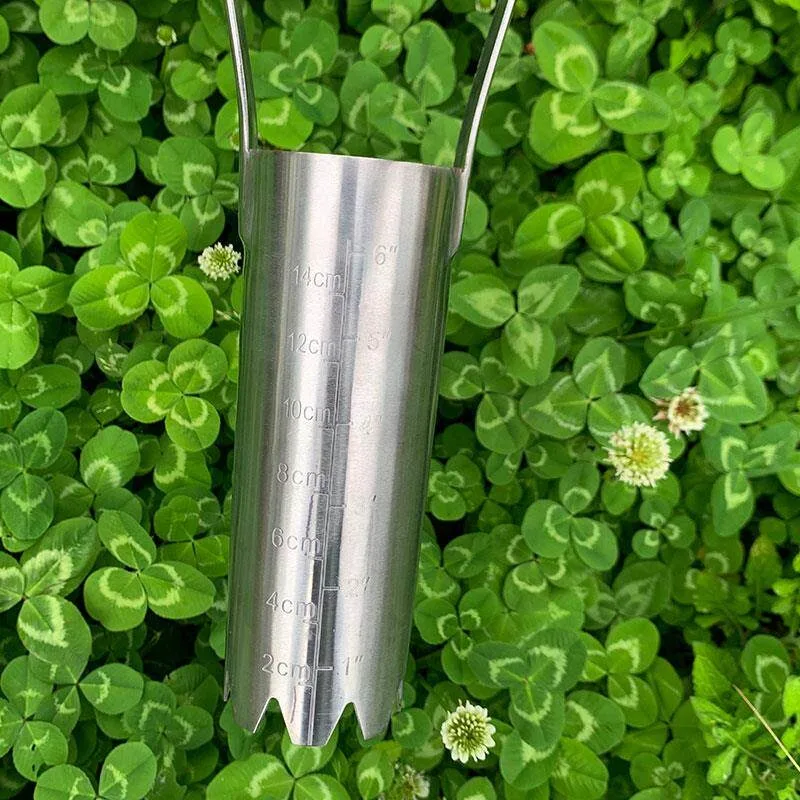 Handheld Bulb Planter Stainless Steel Garden Dibbler for Flower Vegetable Sowing, Hole Digging & Fertilizing