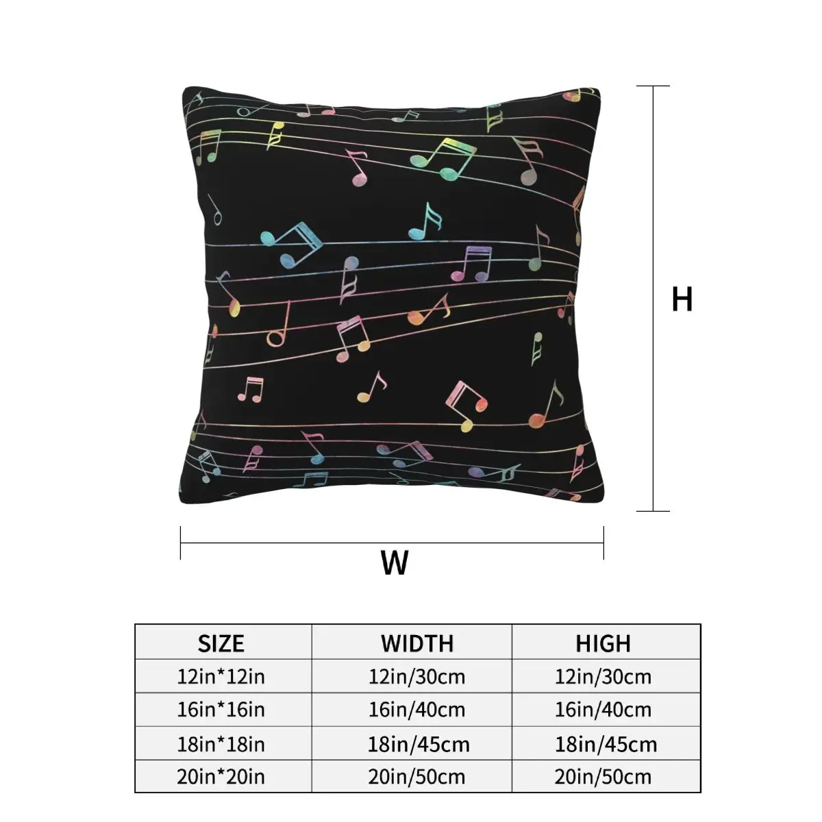 Music Notation Musical Notes 4pcs Square Pillowcase Cushion Cover Pillow Case Throw Pillow Cover for Home Sofa Living Room