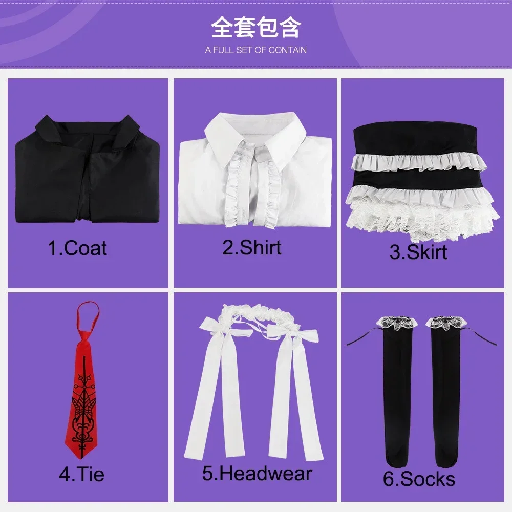 Danganronpa Celestia Ludenberg Girl Cosplay Costume Yasuhiro Taeko Metal Bone Ring Clothing Including Shirt Tie Socks