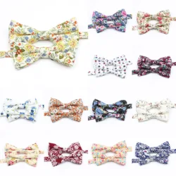 Cotton Floral Parent-Child Bowtie Set Bow Tie Necktie For Men Wedding Party Business Suits Gravata Pink Yellow Butterfly Cravats