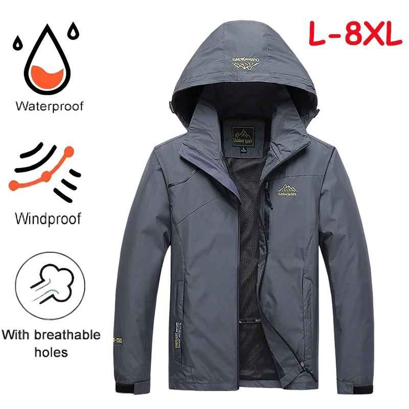 Męska wodoodporna kurtka turystyczna Jesienna męska wiatroodporna wiatrówka w dużych rozmiarach Outdoor Camping Hunting Running Fishing Sports Coats