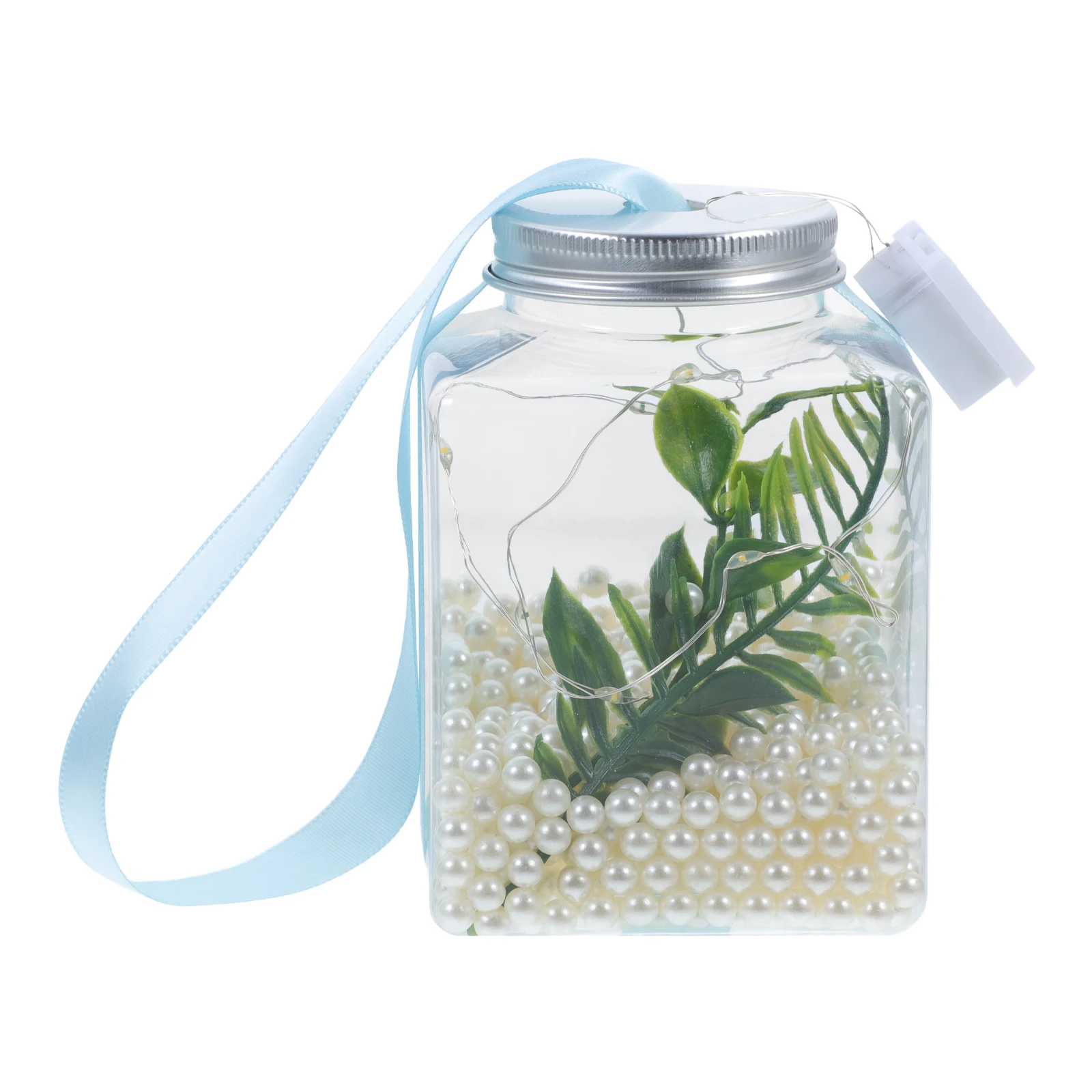 

1 set Tank Diy Micro Landscape Bottle With Lamp String Transparent Plastic Fish Bowl For Desktop Home Office Decor