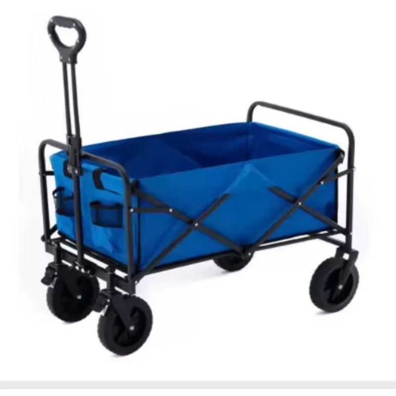 Factory hot-selling foldable portable durable steel aluminum fabric garden cart tool cart four-wheel lockable shopping cart OEM