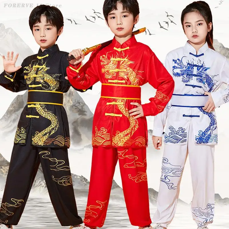Boy Girl Wushu Stage Performance Clothing Chinese Traditional Kung Fu Uniform Training Exercise Costume Kids Martial Arts Set
