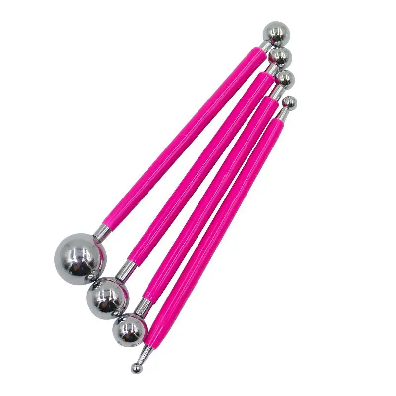 New New 4 Pcs Point Drill Creasing Pen Embossing Pattern DIY Spiral Double Head Clay Sculpting Tools With Ball Styluses